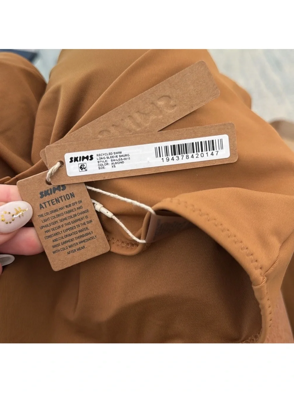 NWT SKIMS Swim Long Sleeve Shrug in Almond Size XS